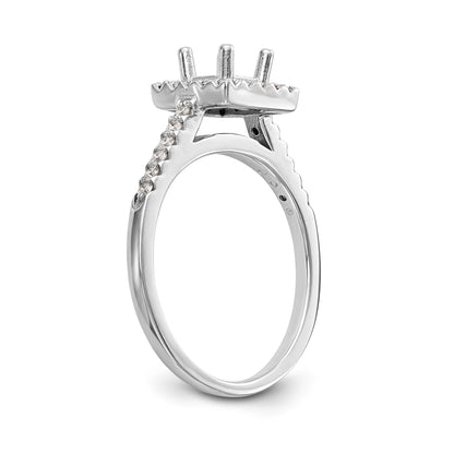 14K White Gold Diamond Princess CZ Square Halo Engagement Ring