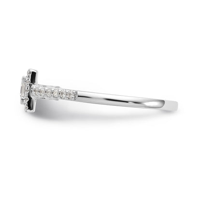 14K White Gold Diamond Princess CZ Square Halo Engagement Ring