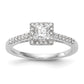 14K White Gold Diamond Princess CZ Square Halo Engagement Ring
