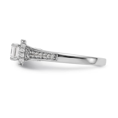 14K White Gold Diamond Princess CZ Square Halo Engagement Ring