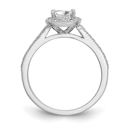14K White Gold Diamond Princess CZ Square Halo Engagement Ring