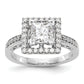 14kw Peg Set Diamond Princess CZ Square Halo Engagement Ring