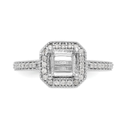 14K White Gold Diamond Princess CZ Square Halo Engagement Ring