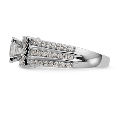 14kw Peg Set Diamond Princess CZ Square Halo Engagement Ring