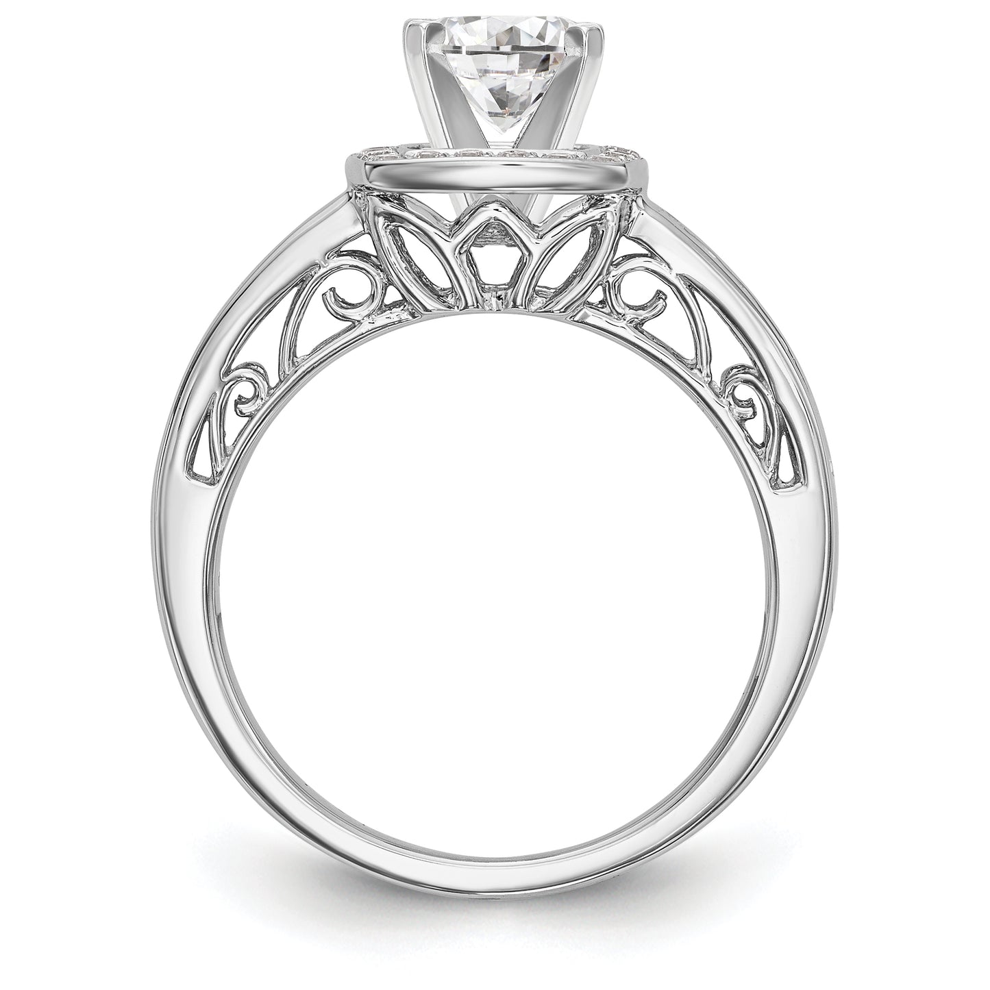 14kw Peg Set Diamond Princess CZ Cushion Halo Engagement Ring