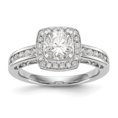 14kw Peg Set Diamond Princess CZ Cushion Halo Engagement Ring