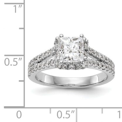 14K White Gold Diamond Princess CZ Square Halo Engagement Ring