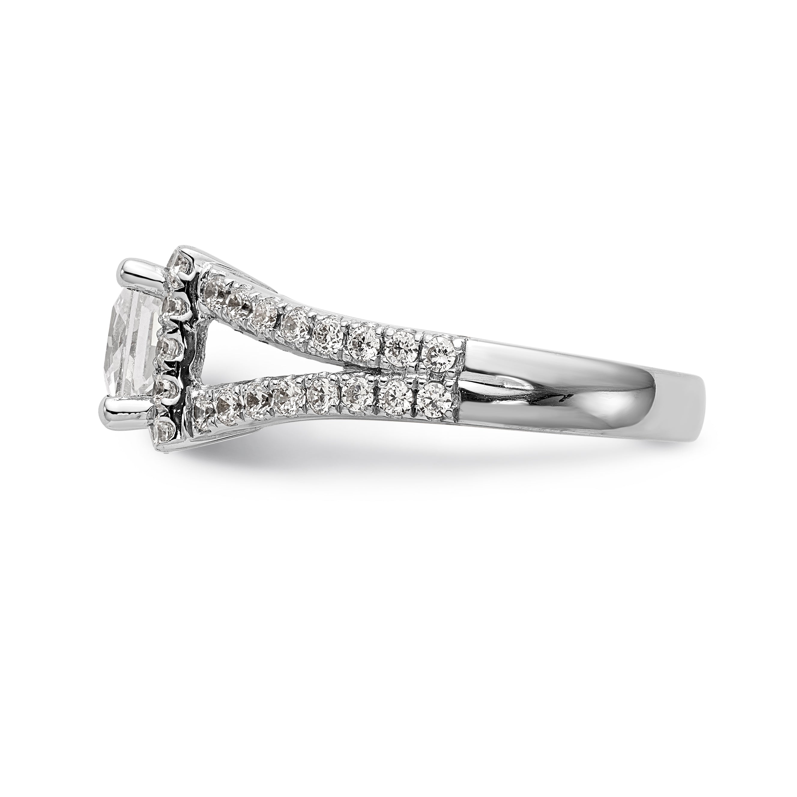 14K White Gold Diamond Princess CZ Square Halo Engagement Ring