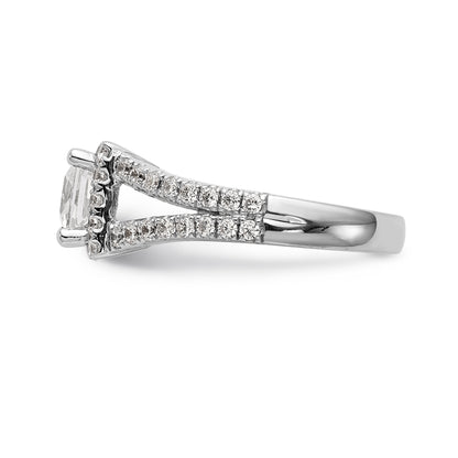 14K White Gold Diamond Princess CZ Square Halo Engagement Ring