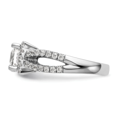 14K White Gold Diamond Princess CZ Square Halo Engagement Ring