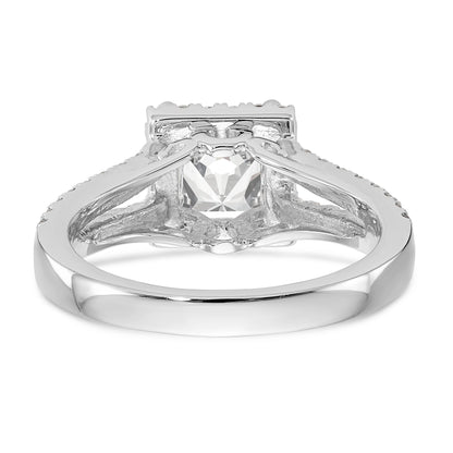 14K White Gold Diamond Princess CZ Halo Engagement Ring