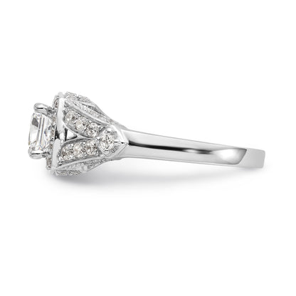 14K White Gold Diamond Princess CZ Halo Engagement Ring