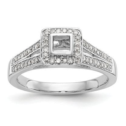 14K White Gold Diamond Princess CZ Halo Engagement Ring