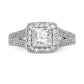 14K White Gold Diamond Princess CZ Cushion Halo Engagement Ring