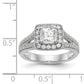 14K White Gold Diamond Princess CZ Cushion Halo Engagement Ring