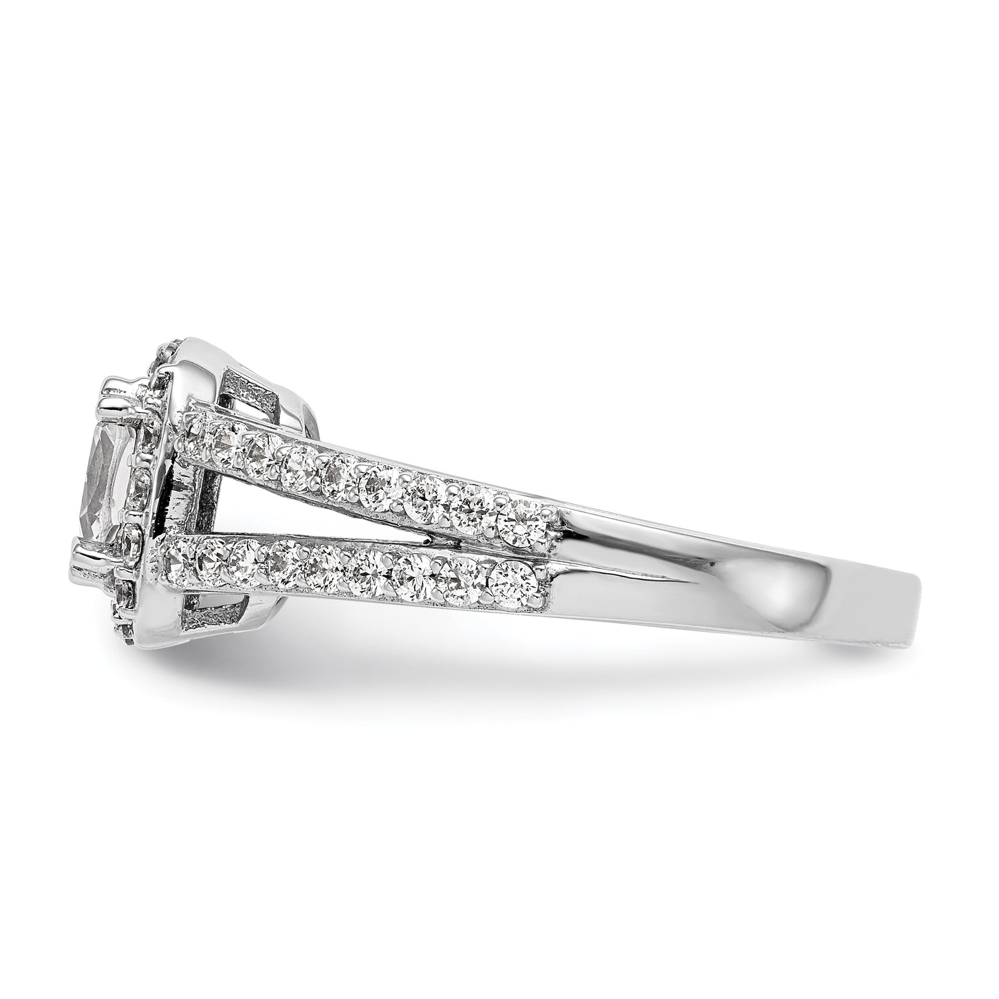 14K White Gold Diamond Cushion CZ Halo Engagement Ring