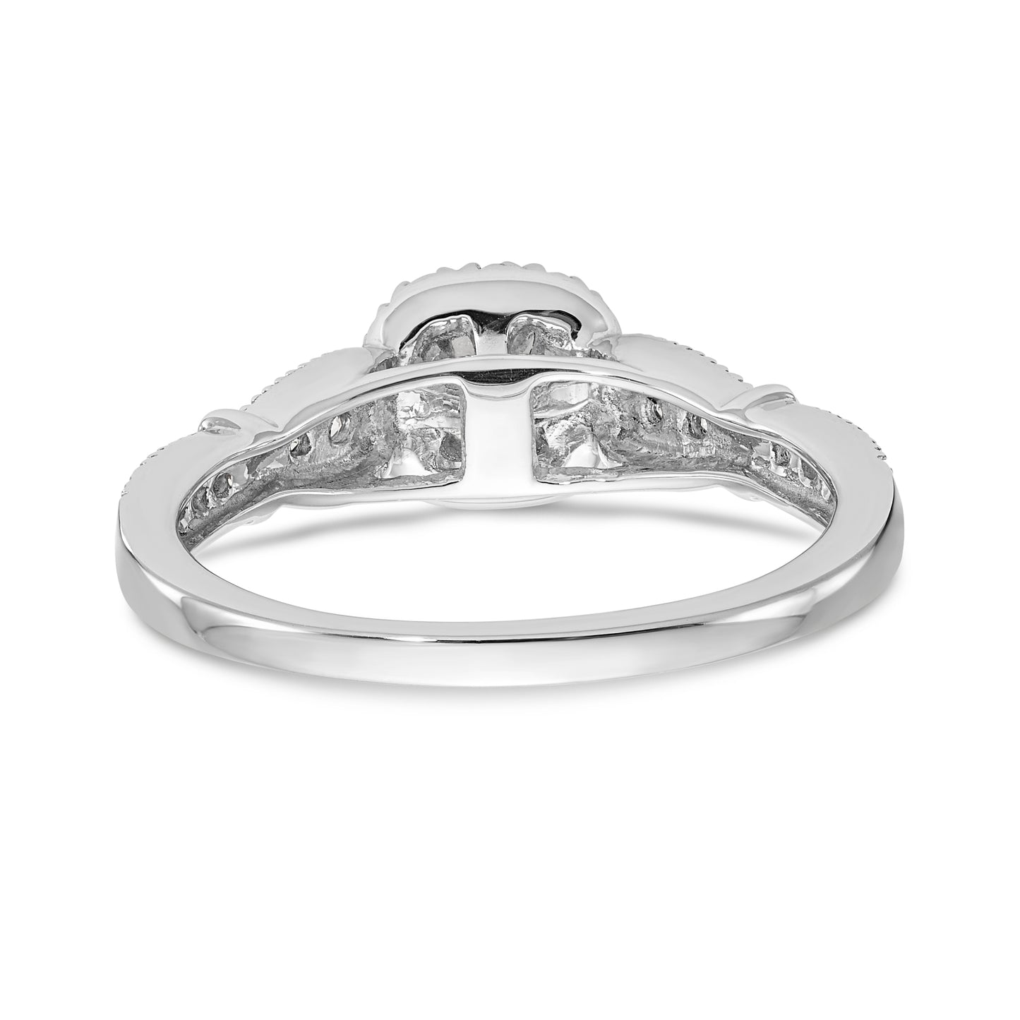 14K White Gold Diamond Cushion CZ Cushion Halo Engagement Ring