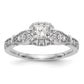 14K White Gold Diamond Cushion CZ Cushion Halo Engagement Ring