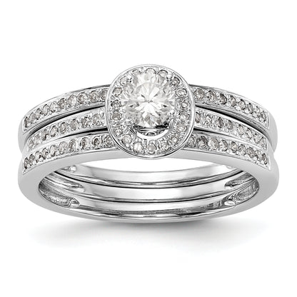 14K White Gold Diamond Oval CZ Oval Halo Engagement Ring
