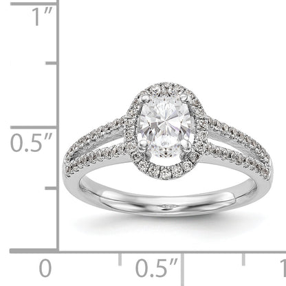 14K White Gold Diamond Oval CZ Oval Halo Engagement Ring