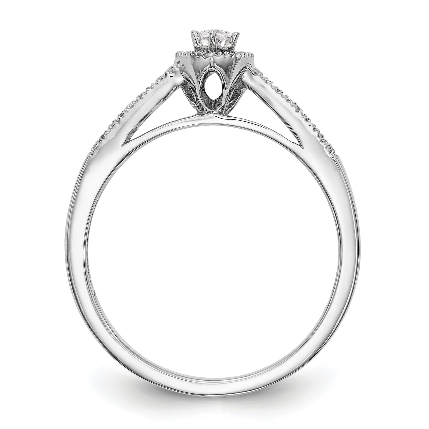 14K White Gold Diamond Marquise CZ Halo Engagement Ring