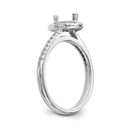 14K White Gold Diamond Marquise CZ Halo Engagement Ring