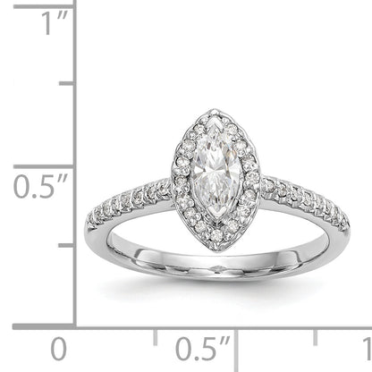 14K White Gold Diamond Marquise CZ Halo Engagement Ring