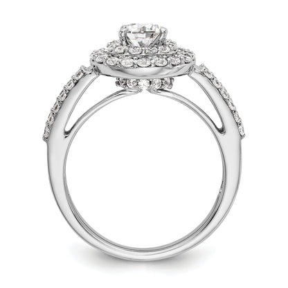 14K White Gold Round Simulated Diamond Halo Engagement Ring