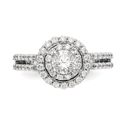 14K White Gold Round Simulated Diamond Halo Engagement Ring