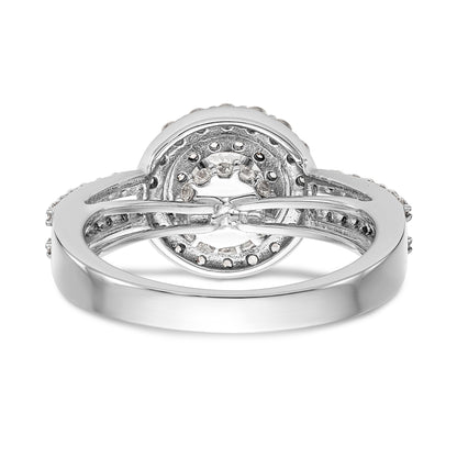 14K White Gold Round Simulated Diamond Halo Engagement Ring