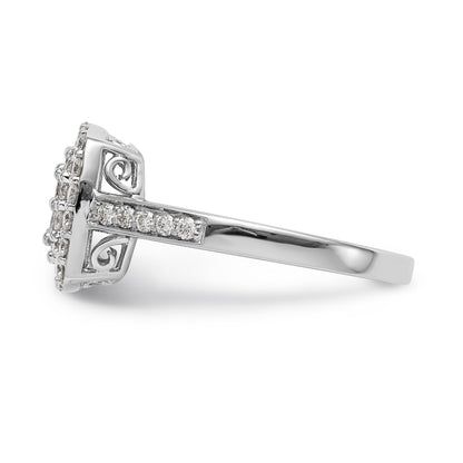 14K White Gold Complete Diamond Cluster Engagement Ring