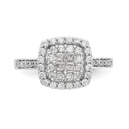 14K White Gold Complete Diamond Cluster Engagement Ring