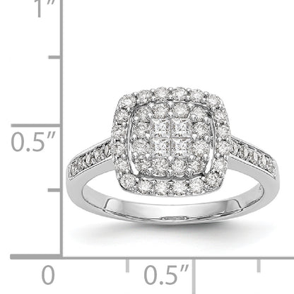 14K White Gold Complete Diamond Cluster Engagement Ring