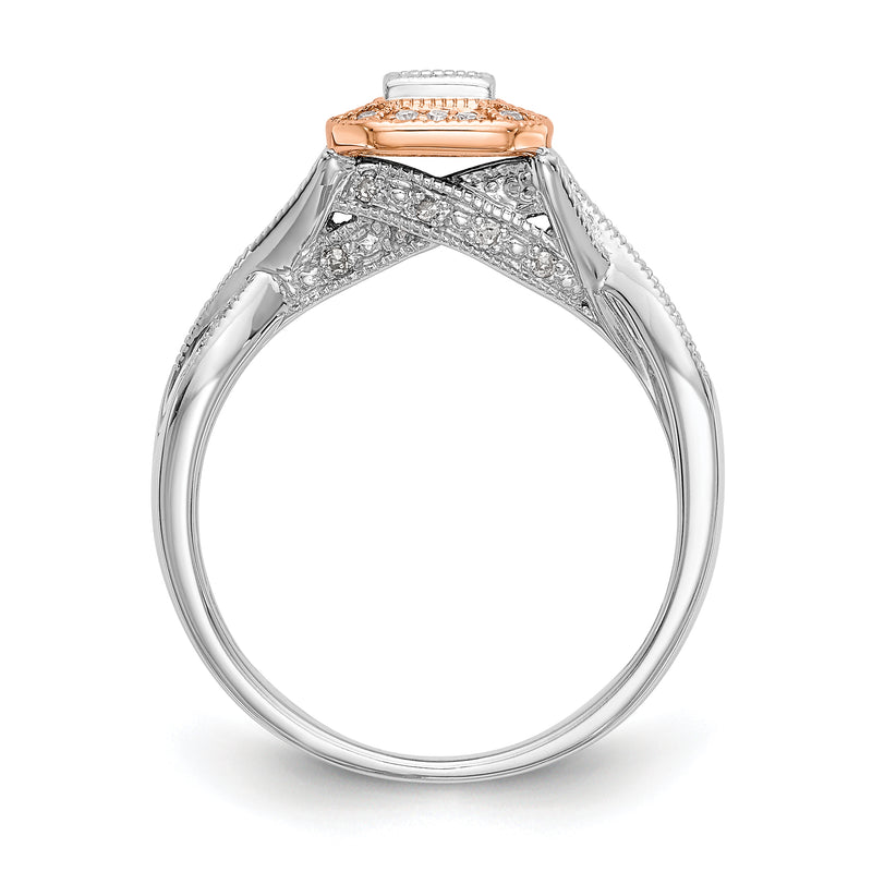 14K Two tone Complete Diamond Cluster Engagement Ring