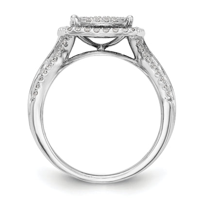 14K White Gold Complete Diamond Cluster Engagement Ring