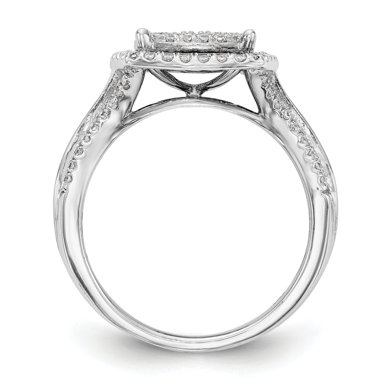 14K White Gold Complete Diamond Cluster Engagement Ring