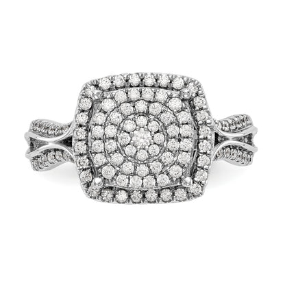14K White Gold Complete Diamond Cluster Engagement Ring
