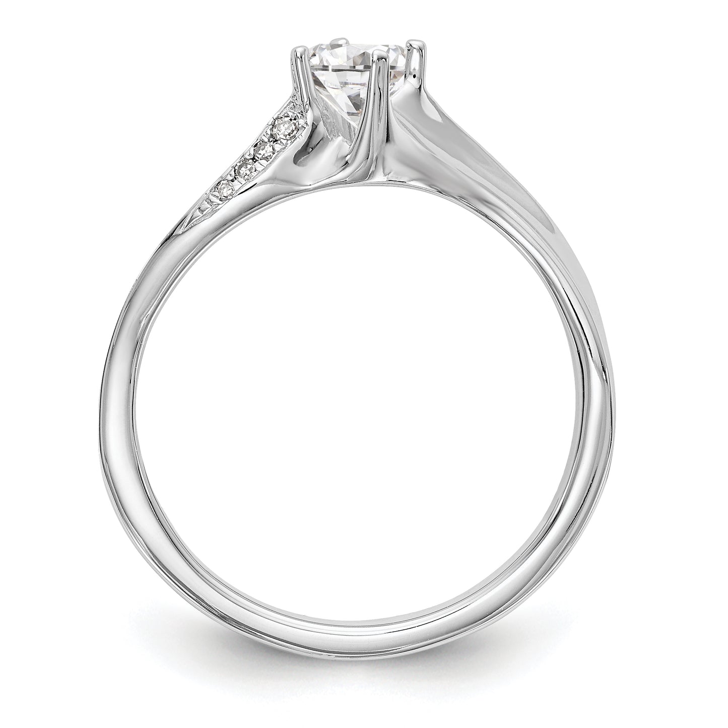 14k White Gold Diamond Round CZ By Pass Engagement Ring