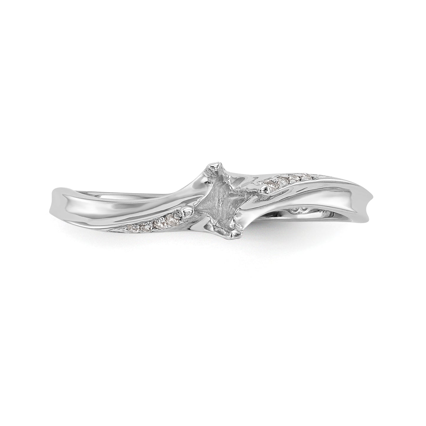 14k White Gold Diamond Round CZ By Pass Engagement Ring