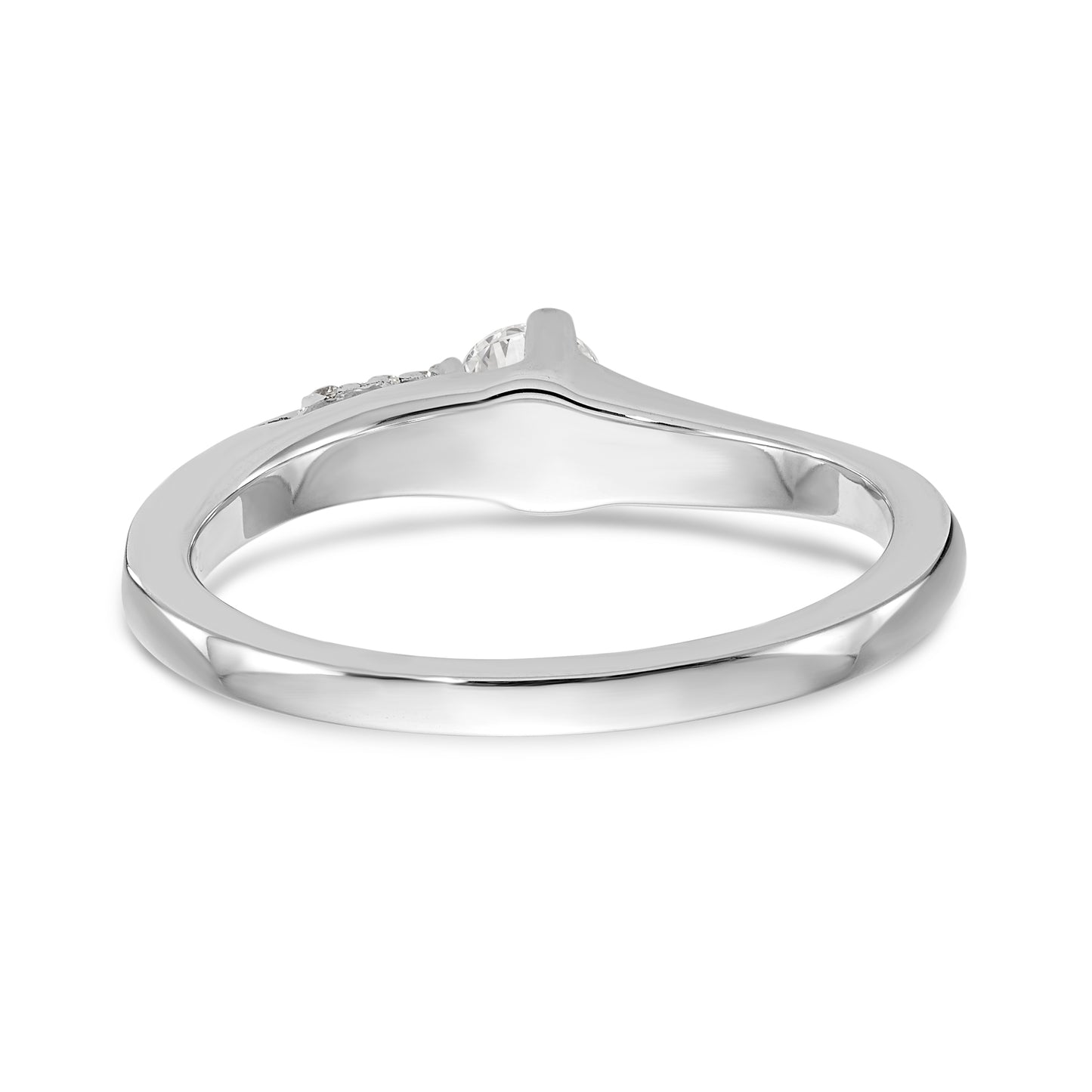 14k White Gold Diamond Round CZ By Pass Engagement Ring