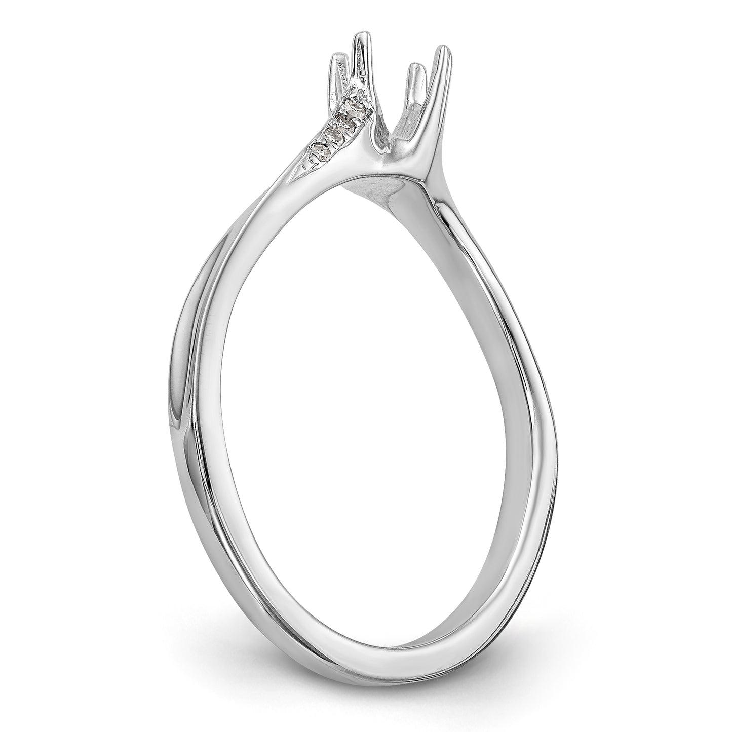 14k White Gold Diamond Round CZ By Pass Engagement Ring