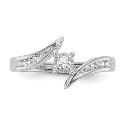 14k White Gold Diamond Round Complete By Pass Engagement Ring