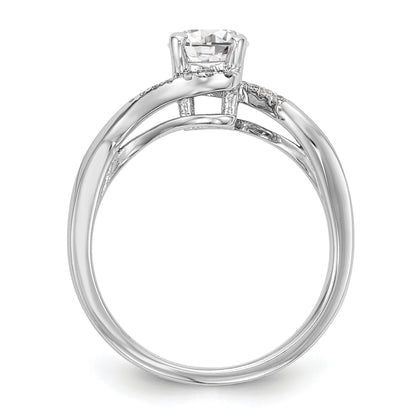 14k White Gold Diamond Round CZ By Pass Engagement Ring