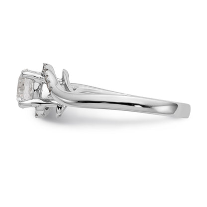 14k White Gold Diamond Round CZ By Pass Engagement Ring