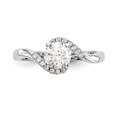 14k White Gold Diamond Round CZ By Pass Engagement Ring