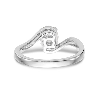 14k White Gold Diamond Round CZ By Pass Engagement Ring