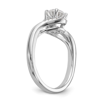 14k White Gold Diamond Round CZ By Pass Engagement Ring