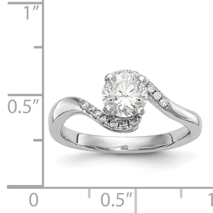 14k White Gold Diamond Round CZ By Pass Engagement Ring