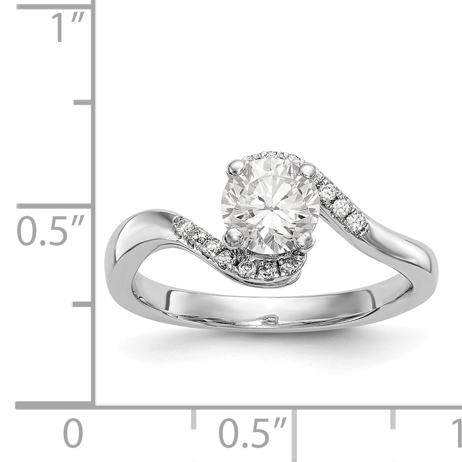14k White Gold Diamond Round CZ By Pass Engagement Ring