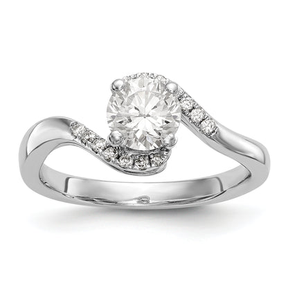 14k White Gold Diamond Round CZ By Pass Engagement Ring